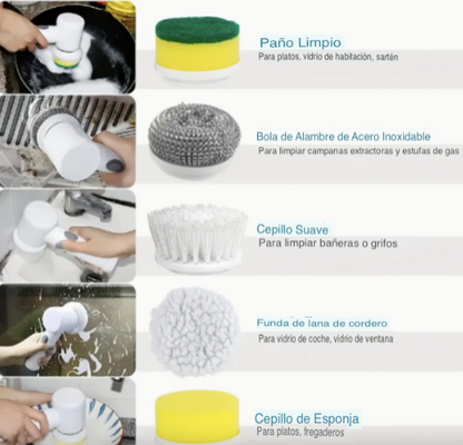 Cepillo Eléctrico de Limpieza 5 en 1 | Limpieza potente, portatil y en minutos