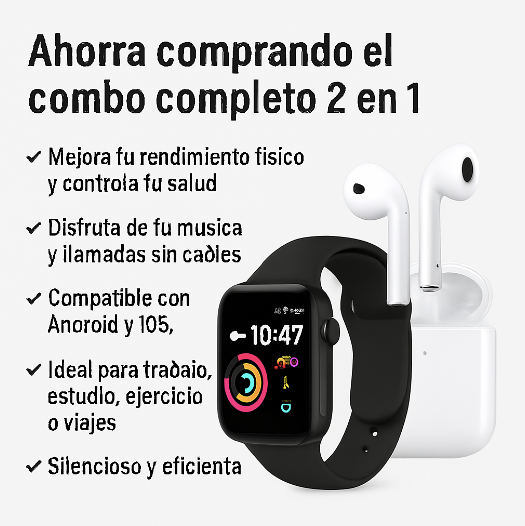 Combo SmartSet | Audífonos i12 TWS + Smartwatch T500