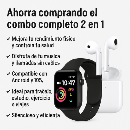 Combo SmartSet | Audífonos i12 TWS + Smartwatch T500