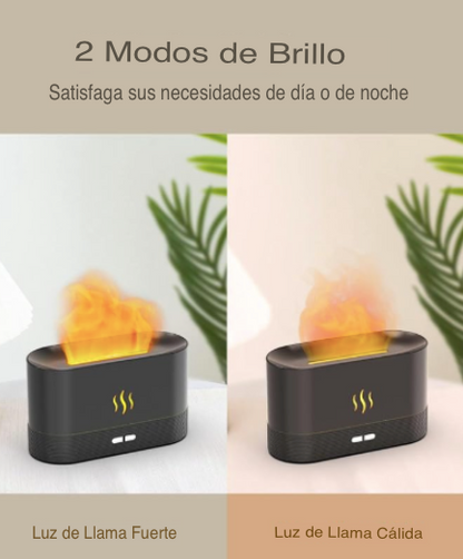 Humidificador Chimenea de Aromaterapia + Luz Nocturna Estilo Llama