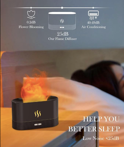 Humidificador Chimenea de Aromaterapia + Luz Nocturna Estilo Llama