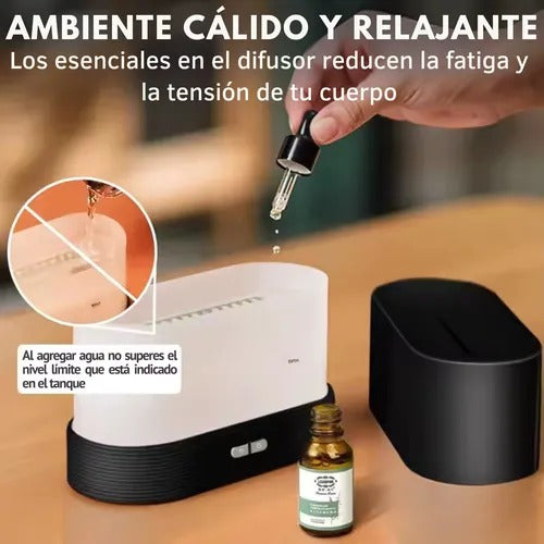 Humidificador Chimenea de Aromaterapia + Luz Nocturna Estilo Llama